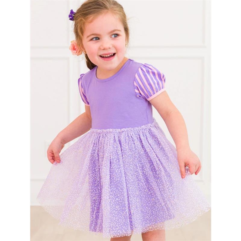 Rufflebutts - Baby Girl Amethyst Short Sleeve Bow Twirl Dress