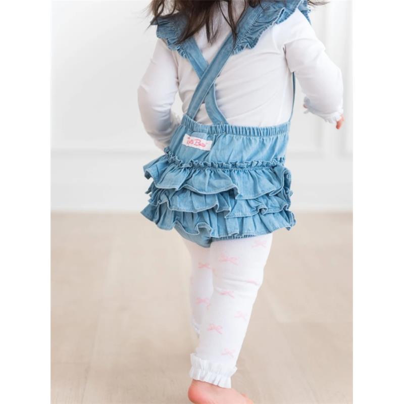 Rufflebutts - Baby Girl Light Wash Flutter Overall Rumper