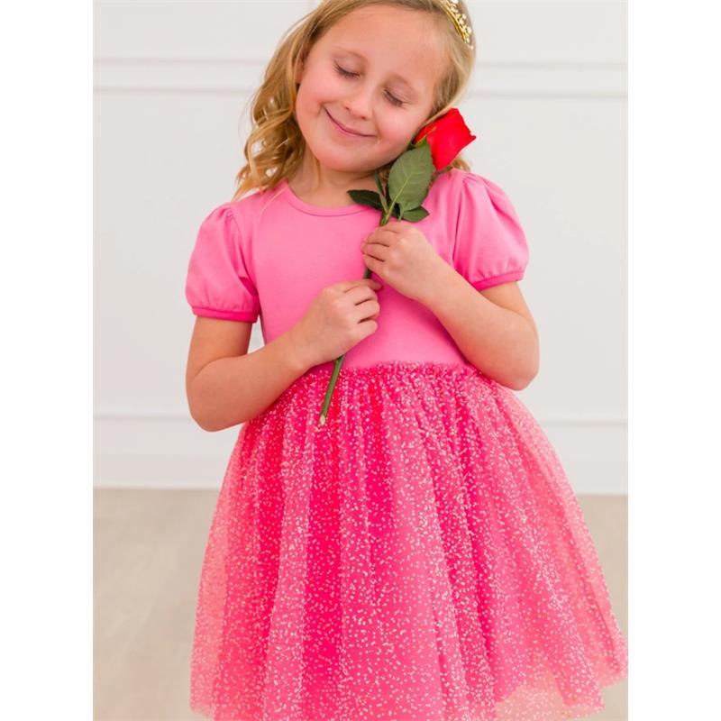 Rufflebutts - Pink Short Sleeve Bow Twirl Dress 12-18M