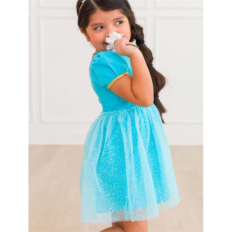 Rufflebutts - Baby Girl Blue Short Sleeve Bow Twirl Dress