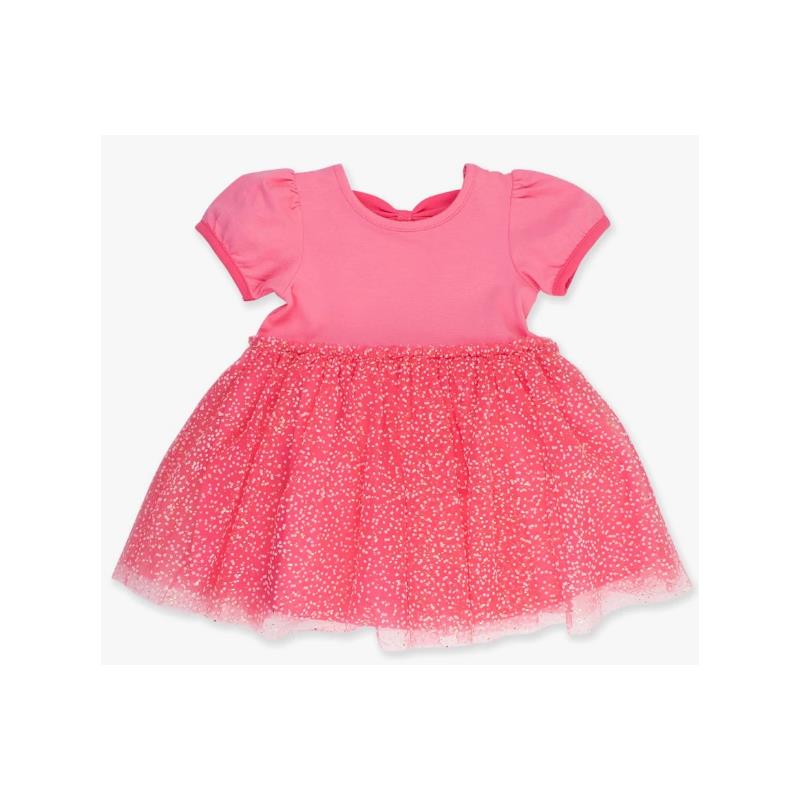 Rufflebutts - Pink Short Sleeve Bow Twirl Dress 12-18M