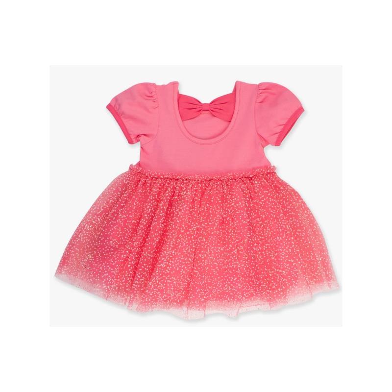 Rufflebutts - Pink Short Sleeve Bow Twirl Dress 12-18M
